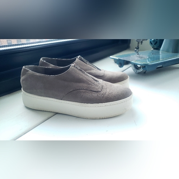 Vince Limestone grey nubuk Warner flatform sneakers - Picture 5 of 5